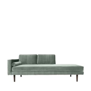 BROSTE COPENHAGEN Wind chaiselong - grøn polyester velour - Nicehome.dk