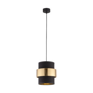 TK Calisto loftlampe - sort stof og guld stål - Nicehome.dk