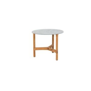 Cane-Line Twist sofabord - Ø45 cm - Teak stel - Bordplade: Fossil grå - Nicehome.dk