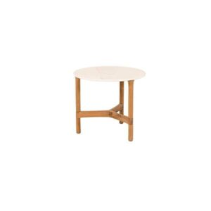 Cane-Line Twist sofabord - Ø45 cm - Teak stel - Bordplade: Tevertin - Nicehome.dk