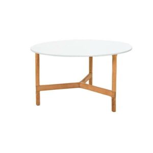 Cane-Line Twist sofabord - Ø70 cm - Teak stel - Bordplade: Hvid - Nicehome.dk