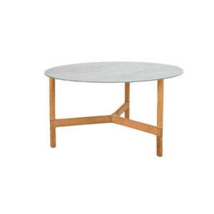 Cane-Line Twist sofabord - Ø70 cm - Teak stel - Bordplade: Fossil grå - Nicehome.dk