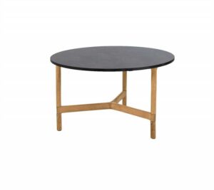 Cane-Line Twist sofabord - Ø70 cm - Teak stel - Bordplade: Mørkegrå - Nicehome.dk