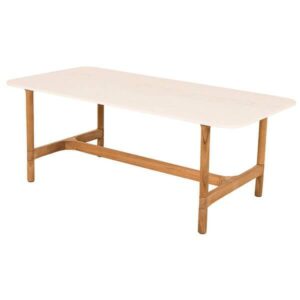 Cane-Line Twist sofabord - Rektangulært - Teak stel - Tavertin - Nicehome.dk