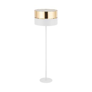 TK Hilton gulvlampe - guld metal og hvid stof - Nicehome.dk