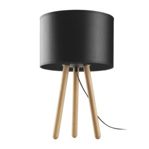 TK Tokyo bordlampe - sort stof og antik fyrretræ - Nicehome.dk