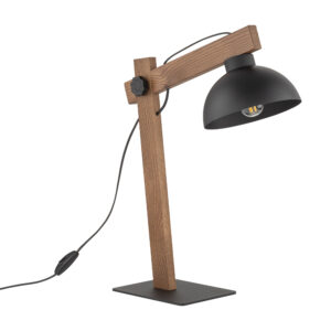 TK Oslo bordlampe - sort metal og valnøddefarvet træ - Nicehome.dk