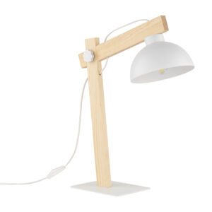 TK Oslo bordlampe - hvid metal og træ - Nicehome.dk
