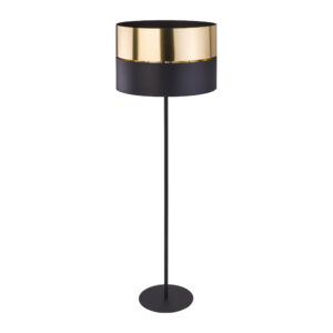 TK Hilton gulvlampe - guld metal og sort stof - Nicehome.dk