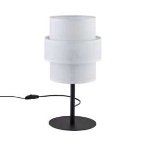 TK Calisto bordlampe - hvid stof og sort metal - Nicehome.dk