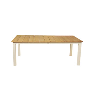 VENTURE DESIGN rektangulær Mexico Havebord - natur teaktræ og hvid aluminium (210x100) - Nicehome.dk