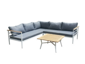 VENTURE DESIGN Mexico hjørne havesofa m. sofabord og hynder - grå polyester