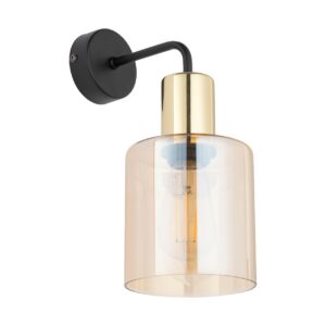 TK Sierra væglampe - rav glas og guld metal - Nicehome.dk