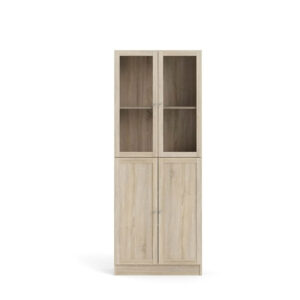 TVILUM Basic reol - klar/natur glas/egetræsstruktur