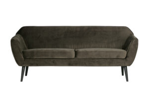 WOOOD Rocco sofa - varm grøn polyester fløjl og sort bøgetræ - Nicehome.dk