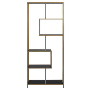 ACT NORDIC Seaford bogreol - sort melamin ask og guld metal(H:185cm x77cm x cm) - Nicehome.dk
