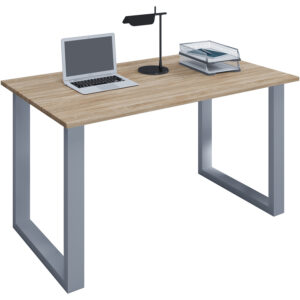 Lona U-feet skrivebord - natur træ og sølvgrå metal (140x50) - Nicehome.dk