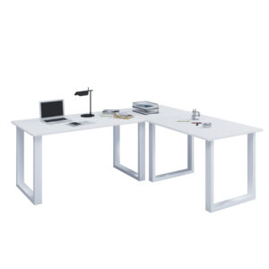 Lona U-feet hjørneskrivebord - hvid træ og metal (160x160x50) - Nicehome.dk