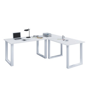 Lona U-feet hjørneskrivebord - hvid træ og metal (190x190x50) - Nicehome.dk