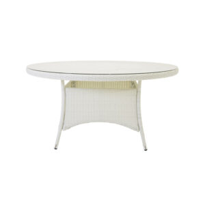 VENTURE DESIGN rund Volta havebord - glas og hvid aluminium (Ø90) - Nicehome.dk