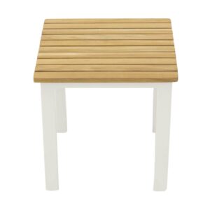 VENTURE DESIGN kvadratisk Mexico udendørs sidebord - natur teaktræ og hvid aluminium (40x40) - Nicehome.dk