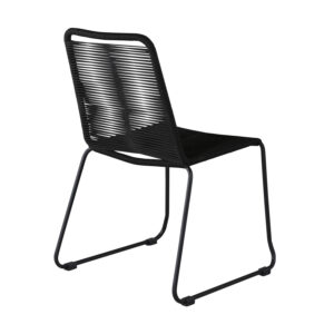 VENTURE DESIGN Lindos havestol - sort polyester reb og sort stål - Nicehome.dk