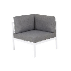 VENTURE DESIGN Copacabana Lyx hjørne modul til havehjørnesofa - grå olefin hynder og hvid aluminium - Nicehome.dk