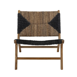 CREATIVE COLLECTION Grant loungestol - brun/sort bananblade og brun teaktræ - Nicehome.dk