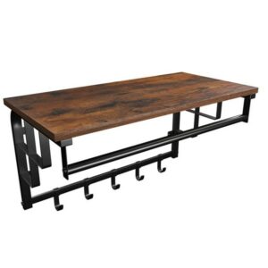 Knagerække med hattehylde og bøjlestang 66x30 cm - rustik brun - Entremøbler og garderobe > Knagerækker og garderobe - Daily-Living - Nicehome.dk
