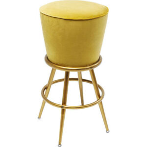 KARE DESIGN Lady Rock barstol - gult stof/PU m. stålben