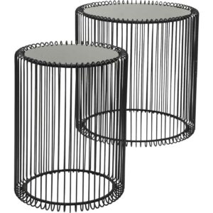 KARE DESIGN Wire sidebord - sort glas og sort stål (sæt af 2) - Nicehome.dk