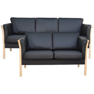 Lene Lux sofasæt 3+2 pers. - Sort læder