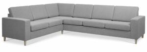 Pan set 7 corner hjørnesofa - grå polyester stof og natur træ - Nicehome.dk