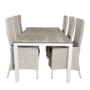 VENTURE DESIGN rektangulær Llama havebord - grå HPL og hvid aluminium (205x100) - Nicehome.dk