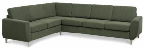 Wendy set 7 corner hjørnesofa - vinter mosgrøn polyester stof og natur træ - Nicehome.dk
