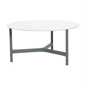 Cane-Line Twist sofabord - Rundt - Ø 90 cm. - Stel: Lysegrå - Bordplade: Hvid - Nicehome.dk