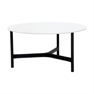 Cane-Line Twist sofabord - Rundt - Ø 90 cm. - Stel: Lavagrå - Bordplade: Hvid - Nicehome.dk