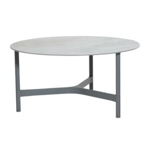 Cane-Line Twist sofabord - Rundt - Ø 90 cm. - Stel: Lysegrå - Bordplade: Fossil grå - Nicehome.dk