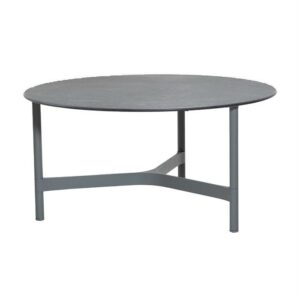 Cane-Line Twist sofabord - Rundt - Ø 90 cm. - Stel: Lysegrå - Bordplade: Fossil sort - Nicehome.dk