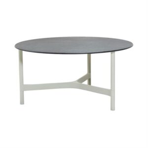 Cane-Line Twist sofabord - Rundt - Ø 90 cm. - Stel: Hvid - Bordplade: Fossil sort - Nicehome.dk