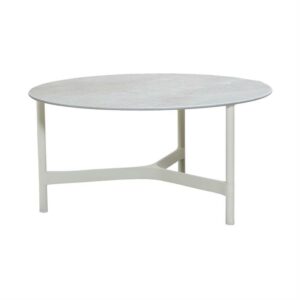 Cane-Line Twist sofabord - Rundt - Ø 90 cm. - Stel: Hvid - Bordplade: Fossil grå - Nicehome.dk