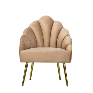 NORDLYS Bolge lænestol - beige fløjl og metal - Nicehome.dk
