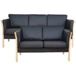 Lene Lux sofasæt 3+2 pers. - Sort læder - Flere varianter - Nicehome.dk