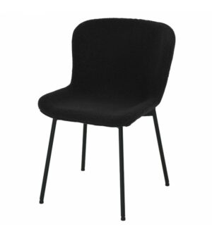 Teddy spisebordsstol - sort bouclé stof og sort metal - Nicehome.dk