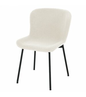 Teddy spisebordsstol - hvid bouclé stof og sort metal - Nicehome.dk