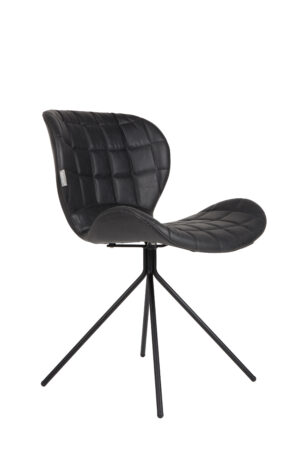 ZUIVER OMG LL spisebordsstol - sort PU og sort jern - Nicehome.dk