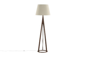 VENTURE DESIGN Kona gulvlampe - linned og espresso gummitræ - Nicehome.dk