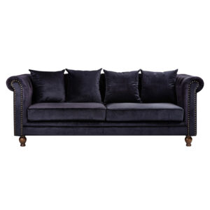 VENTURE DESIGN Velvet 3 pers. sofa - sort velour og træ - Nicehome.dk