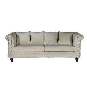 VENTURE DESIGN Velvet 3 pers. sofa - beige velour og træ - Nicehome.dk