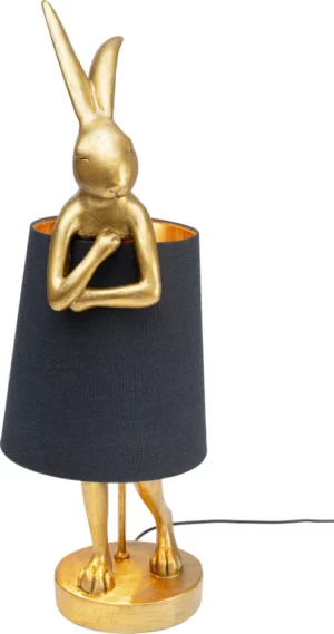 KARE DESIGN Animal Rabbit bordlampe - sort hør og guld polyresin/stål - Nicehome.dk